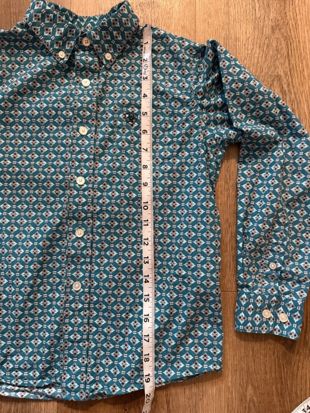 Ariat Green Southwest Patterned Long Sleeve Button-Down Western Shirt Size 8